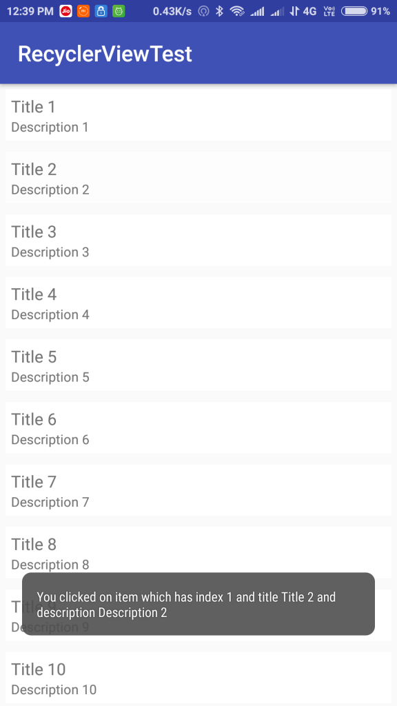 RecyclerView with Click Effect & Click Event Handling
